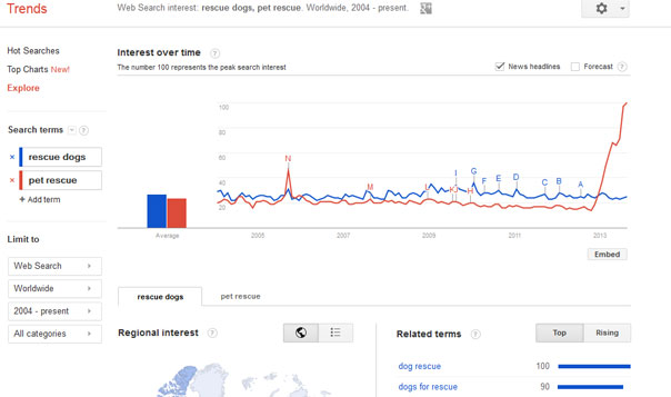 Google trends search terms