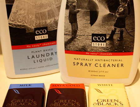 EcoStore cleaning products and Green & Blacks organic chocolate
