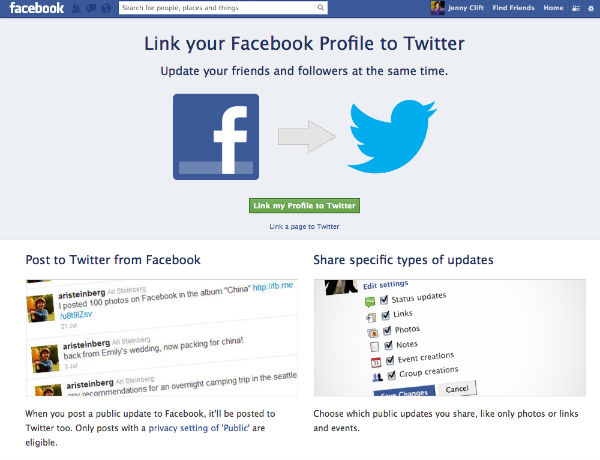 unlink facebook and twitter